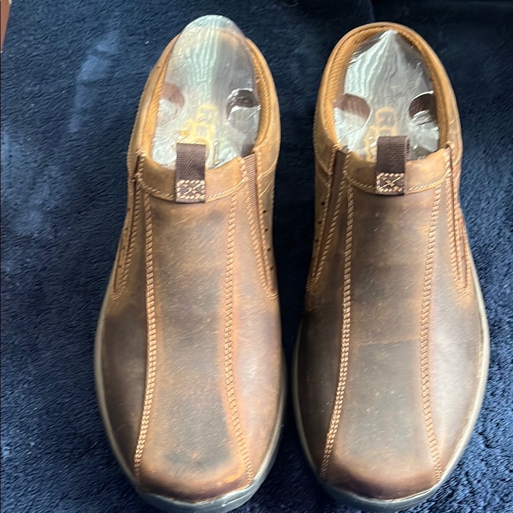 Skechers Men's Tan Leather Slip-On Loafers